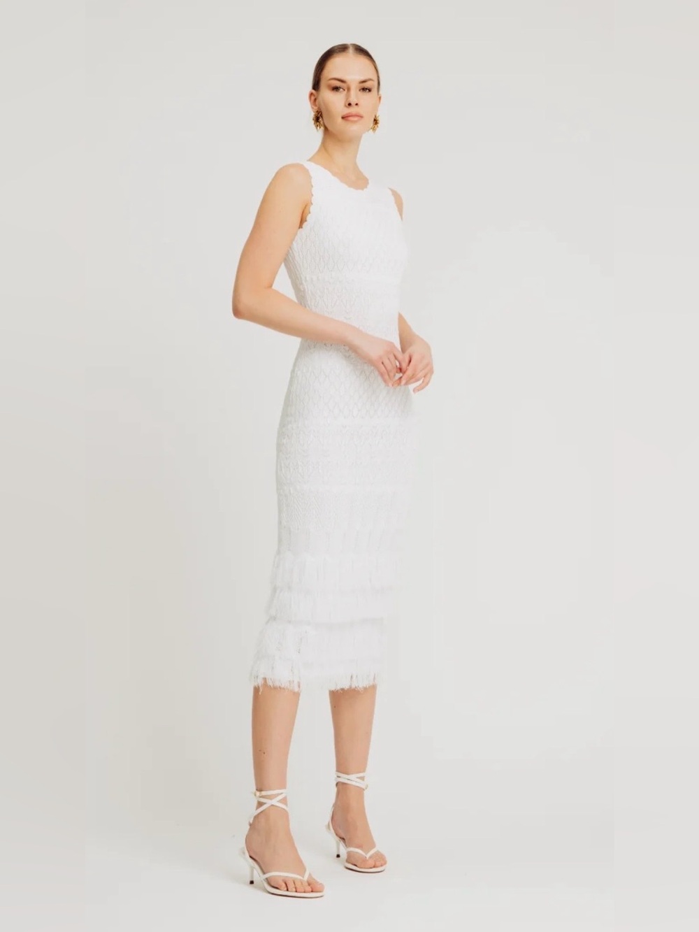 Torn By Ronny Kobo White Crochet Ryan Dress NWT Size XS